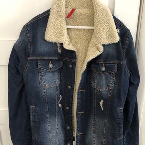 RNT 23 Jean bomber jacket w faux collar